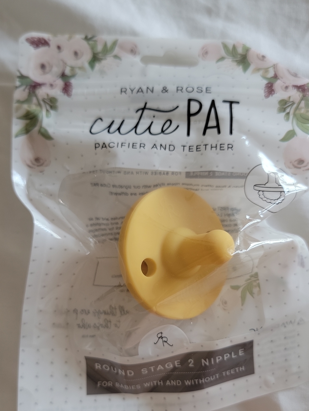 Cutie Pat Yellow Pacifier and Teether